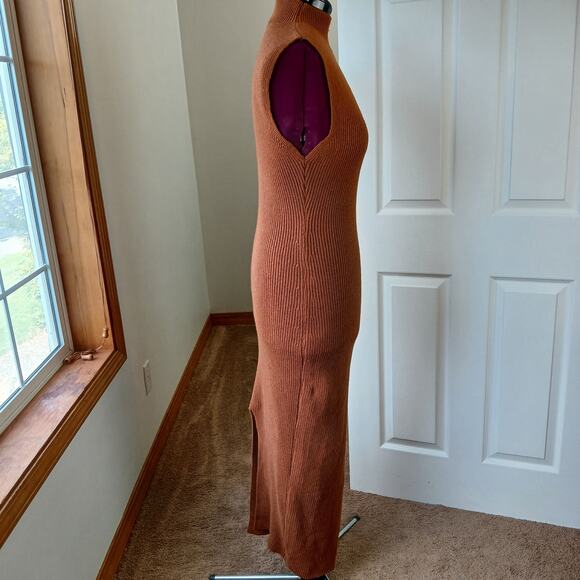 Pretty Garden Bodycon Maxi Tank Pullover Sweater Dress L caramel NOS sleeveless - Picture 4 of 15